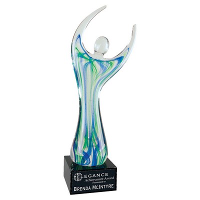 Raised Arms Art Glass with Base