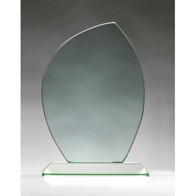 8 1/2" Leaf Sculptured Jade Crystal Award