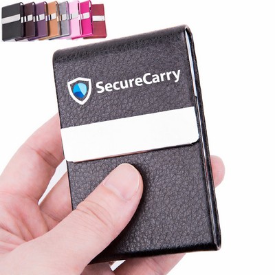 PU Leather Business Card Holder with Magnetic Closure