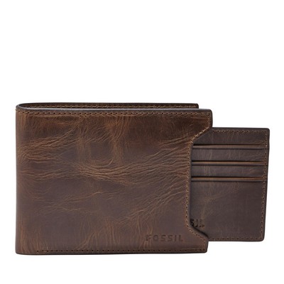 Fossil Derrick Leather Rfid Sliding 2-In-1 Wallet Brown