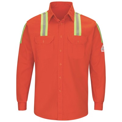 Bulwark® Men's Midweight FR Enhanced Visibility Uniform Shirt with Silver/Yellow Striping