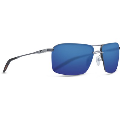 Costa Del Mar Skimmer Sunglasses – (Frame) Matte Silver Gray Orange; (Lens) Blue Mirror 580P
