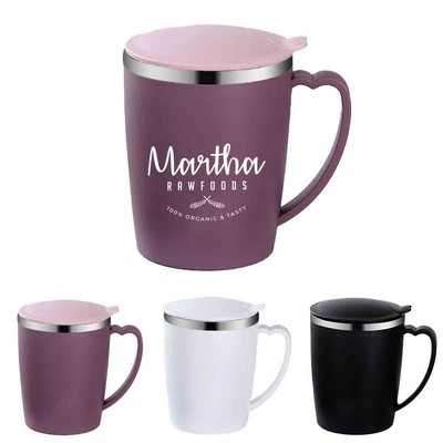 12oz Stainless Steel Insulated Eggshell Mug with Lid & Handle