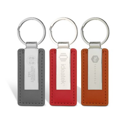 Metal Keychain With PU Leather