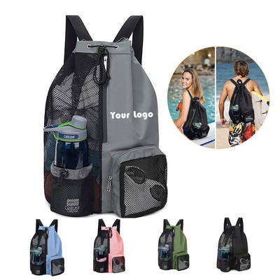 Beach Mesh Drawstring Backpack