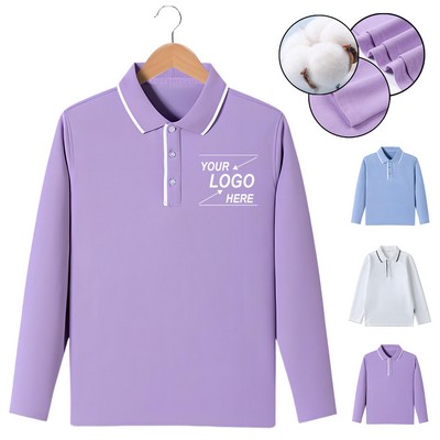Custom Kids Long Sleeve Polo Shirt British Style