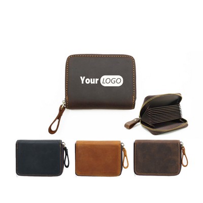 Leather Card Holder Wallet With Accordion Slots