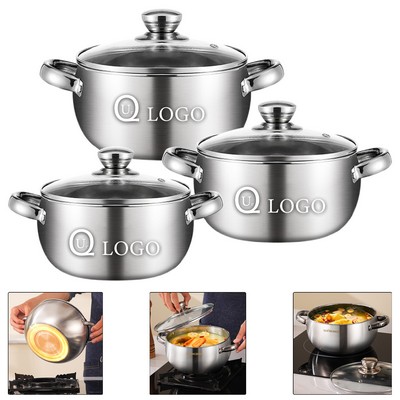 3-Piece Stainless Steel Pot Set (6.3"-7.87")