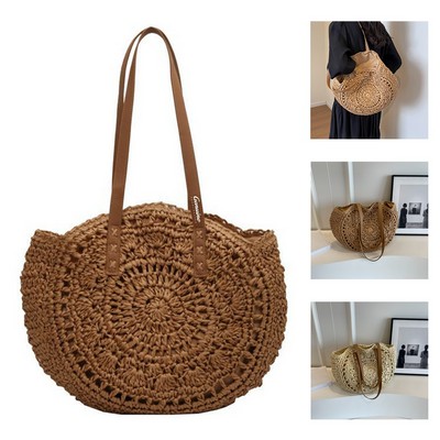 Handwoven Natural Straw Shoulder Tote Bag