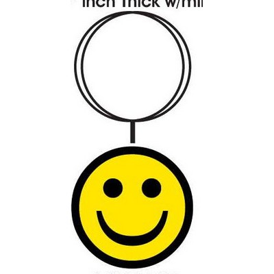 Smiley Face Key Chain w/Clear Mirrored Back (4 Square Inch)