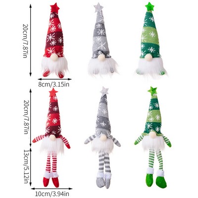 Christmas Forest Santa Snowflake Knit Hat Figurine with Lights Rudolph Hanging Leg Elf Doll