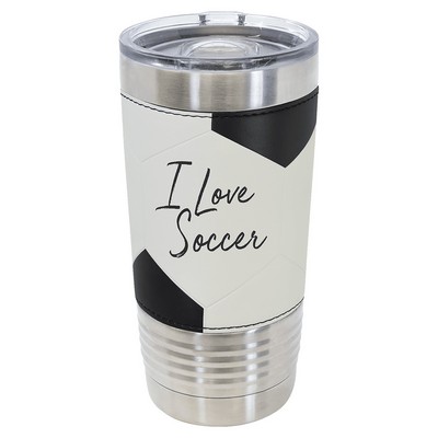 Polar Camel 20 oz. Soccer Leather Tumbler with Slider Lid