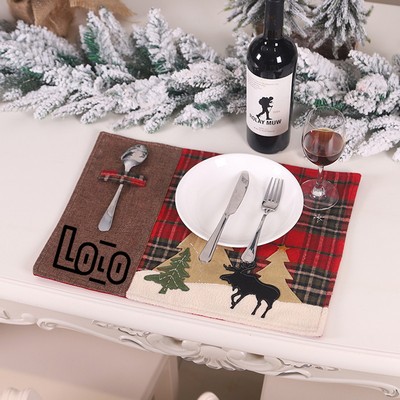 Christmas Patchwork Placemat with Utensil Pocket
