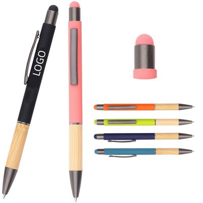 Bamboo Rubber Metal Pen