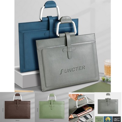 PU Leather Laptop Briefcase A4 Document Bag W/Handle