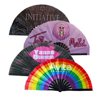 10" Clack Fan Hand Held Design Full Color Double Sides