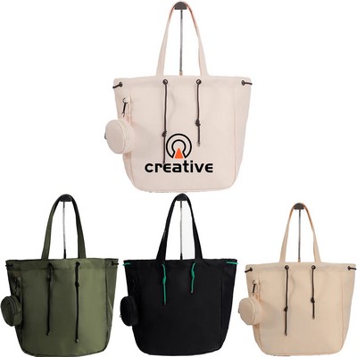 Nylon Drawstring Tote with Mini Pouch