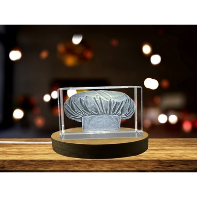 Crystal Chef's Hat Sculpture w/LED Base & Gift Box