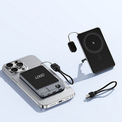 Magnetic Wireless Charging Power Bank Ultra-Thin Compact Portable Large Capacity 3in1