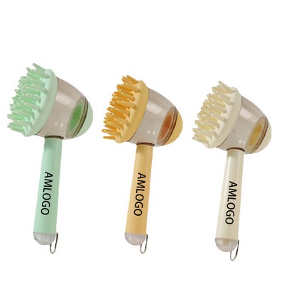 Silicone Pet Grooming Brush with Built-in Soap Dispenser