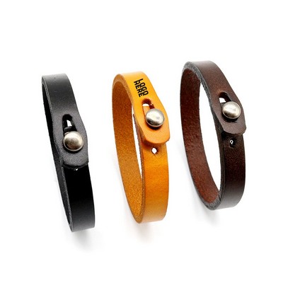 Embossed Logo Leather Bracelet