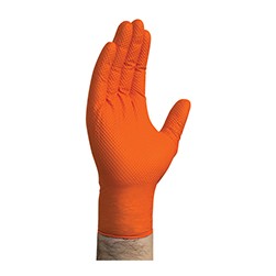 2X-Large Premium Heavy-Duty Orange Nitrile Gloves