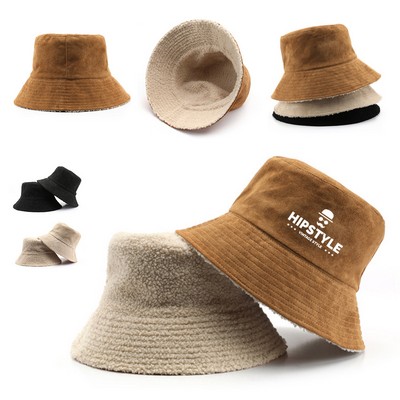 Reversible Suede & Sherpa Fleece Bucket Hat