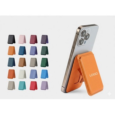 Foldable Phone Stand & Wallet Strong Magnetic PU Leather Card Holder