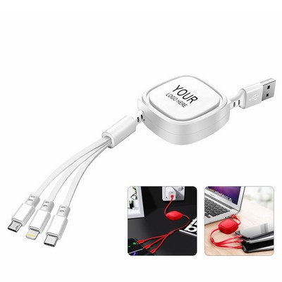 Retractable 3-in-1 Charging Cable Retractable Length 13.8"–47.2"