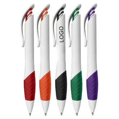 Plastic Ballpoint Pen w/ Rubber Grip