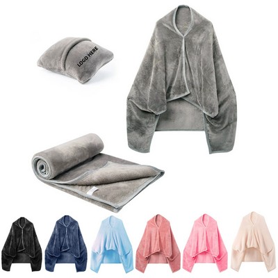 Multi-functional 60x40" Fleece Wearable Blanket