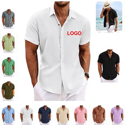 Men's Linen Short Sleeve Casual Shirts