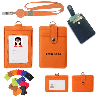 Leather Badge Holder With Lanyard