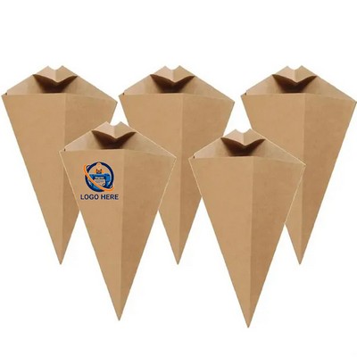 Disposable French Fries Paper Cone With Sauce Tray