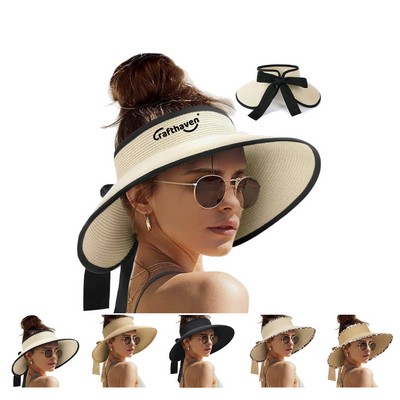 Foldable Straw Visor Hat