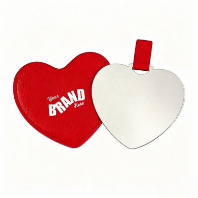 Unbreakable Stainless Steel Heart Mirror in Pouch