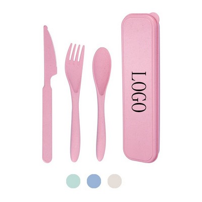 Wheat Straw Portable Cutlery Set Knife Fork Spoon Travel Set