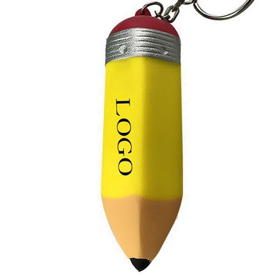Pencil Shaped Squeeze/Stress Reliever With Keychain