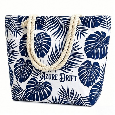 Spacious Cotton Tote With Rope Grips